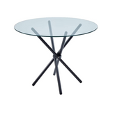 The Velets 36 inches Bella Round Glass Top Dining Table with Black Legs